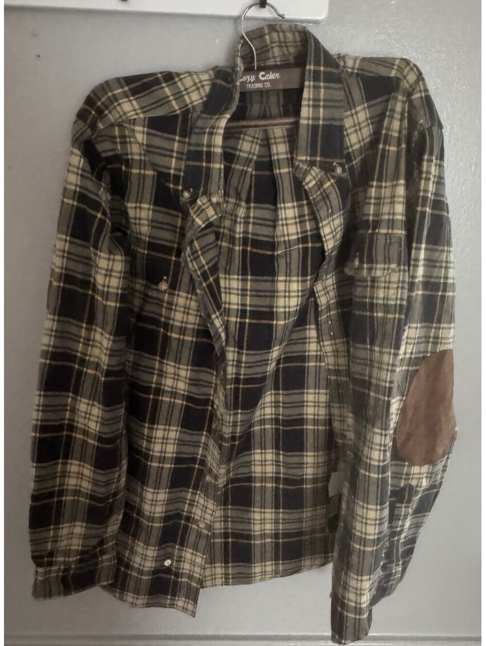 NWT Polo Ralph Lauren Plaid Flannel Shirt Mens L Suede Elbow Patch Workshirt
